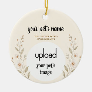 Photo Upload Pet Memorial Ornament – Paw Prints