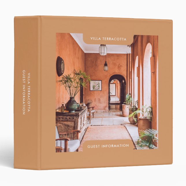Photo Vacation Rental Guest Information Terracotta Binder (Front/Spine)