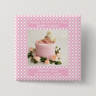 Photo Valentine For Mommy And Daddy New Parents  2 Inch Square Button