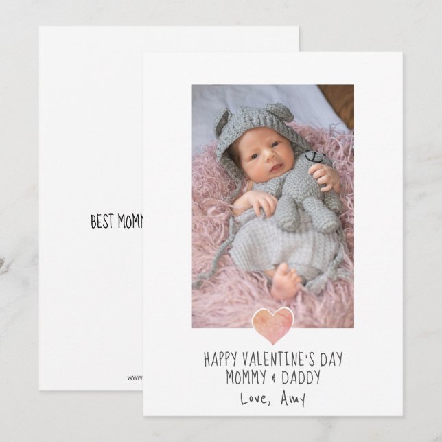 Photo Valentine For Mommy And Daddy New Parents Holiday Card (Front/Back)