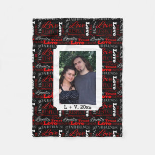 Photo Valentine's Day Word Collage Personalized Fleece Blanket