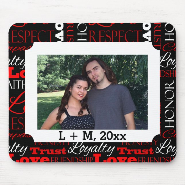 Photo Valentine's Day Word Collage Personalized Mouse Pad (Front)