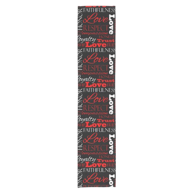 Photo Valentine's Day Word Collage Personalized Short Table Runner (Front)