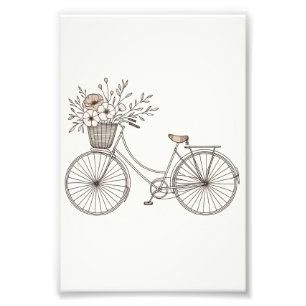 Photo Vélo vintage avec Panier en fleurs Impression phot