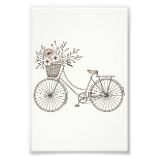 Photo Vélo vintage avec Panier en fleurs Impression phot