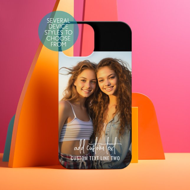 Photo verticale avec texte personnalisé dans un sc (Personalized Phone Case - Choose Your Device and Customize the Design)