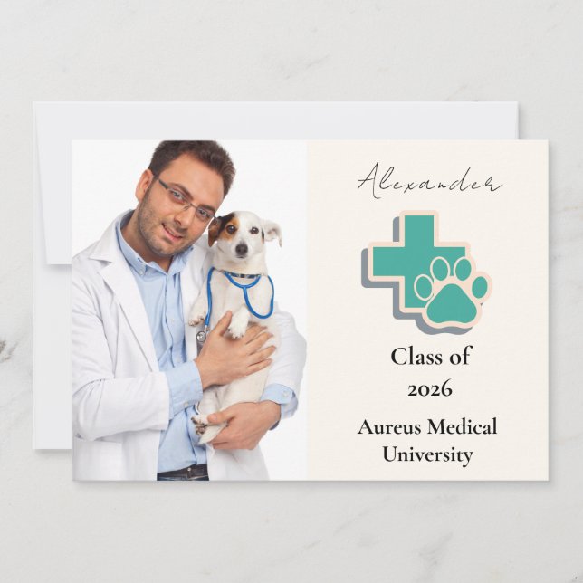  Photo Veterinary School Paw Graduation Party Announcement (Front)