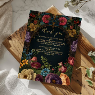 Photo Victorian Gothic Vintage Floral Bridal Thank You Card