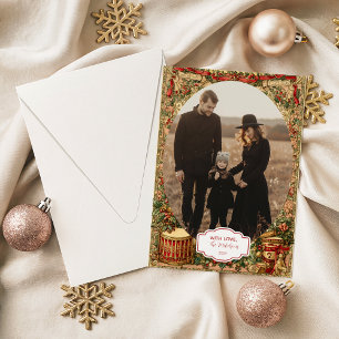 Photo Victorian Holiday Garland Christmas Card