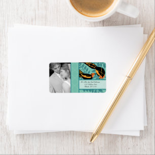 Photo Vintage Art Deco Destination Bird Pattern Label