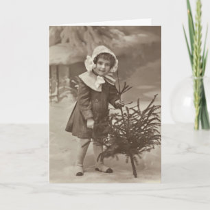 Photo vintage de fille avec une carte d'arbre