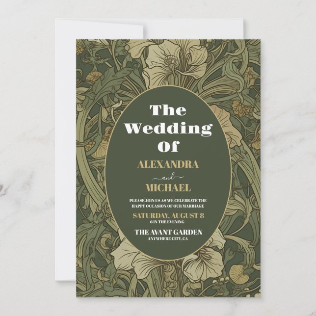 Photo Vintage Floral Art Nouveau Wedding Invitation (Front)