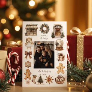 Photo Vintage Rustic Christmas Holiday Card