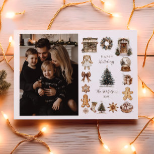 Photo Vintage Rustic Christmas Holiday Card