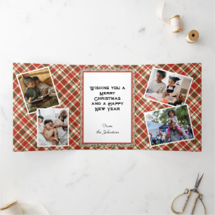 Photo Vintage Trifold Letter Fold Holiday Card