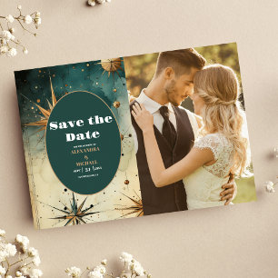 Photo Vintage Watercolor Celestial Wedding Save The Date