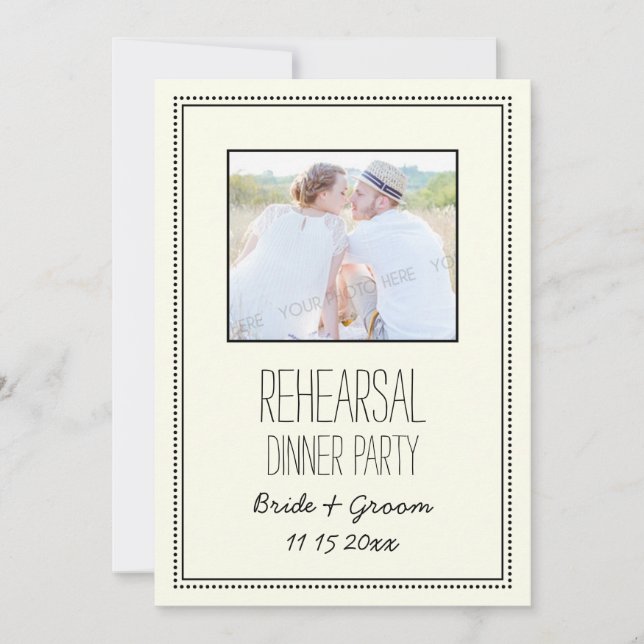 Photo Vintage Wedding Rehearsal Dinner Party Invitation (Front)