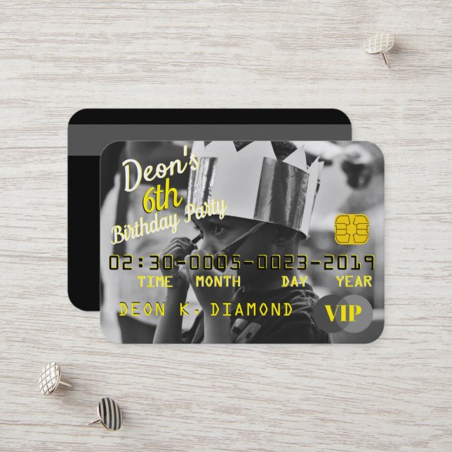 Photo VIP Birthday Credit Card Invitations (Front/Back In Situ)