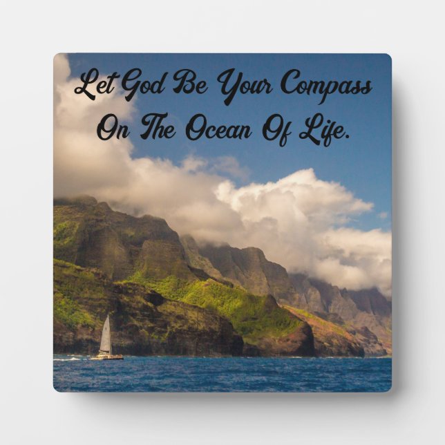 Photo Voile avec Dieu Tabletop Plaque avec Easel (Devant)