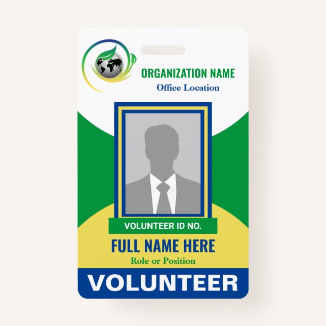 Photo Volunteer Non-Profit NGO Any Color Template Badge (Front)