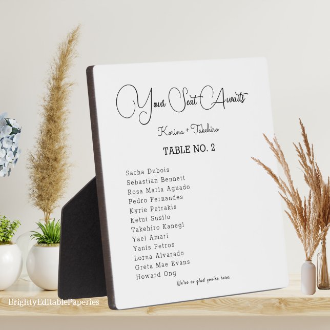 Photo Votre siège Attente Mariage Plaque de table avec d (Créateur téléchargé)