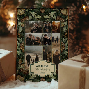 Photo VVintage Green Pinecone Botanical Christmas Holiday Card