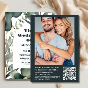 Photo Watercolor Greenery Eucalyptus Wedding Invitation
