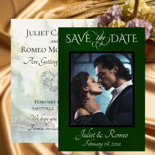 Photo & Watercolor Mountains - Emerald Save The Date