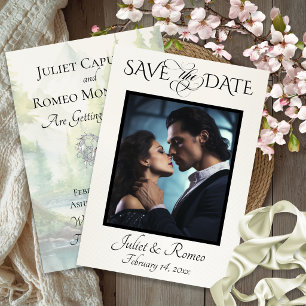 Photo & Watercolor Mountains - Ivory Save The Date