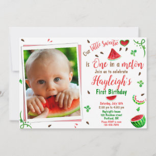 Photo Watermelon birthday invitation 1st birthday