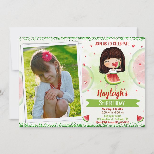 Photo Watermelon invitation anniversaire invitatio (Devant)