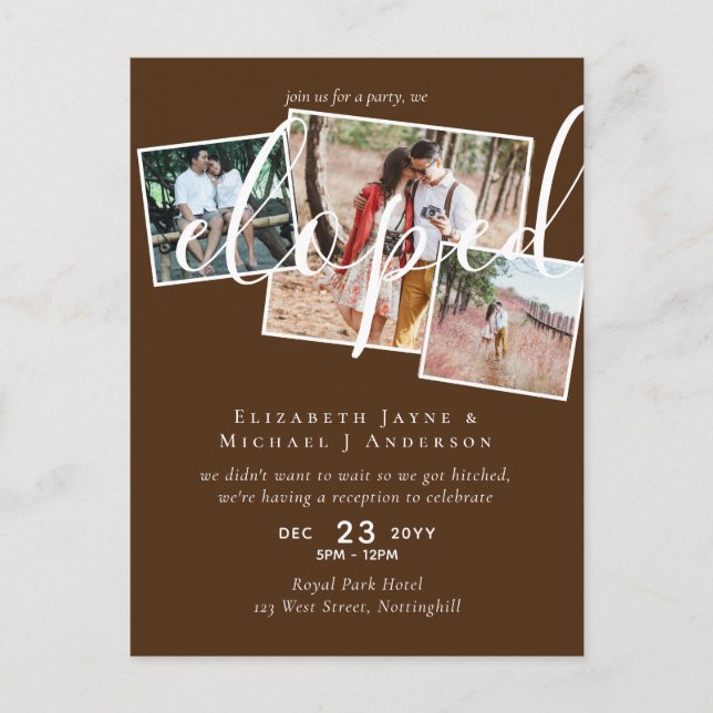 PHOTO We Eloped Announcement Reception Party Postcard (Front)