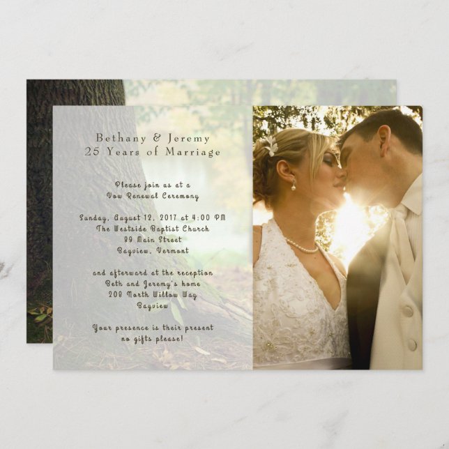 Photo Wedding Anniversary Ceremony Invitation (Front/Back)