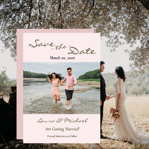 Photo Wedding, Blush Pink, Green, Save The Date