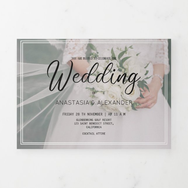 PHOTO WEDDING budget set invitation. Tri-Fold Invitation (Cover)