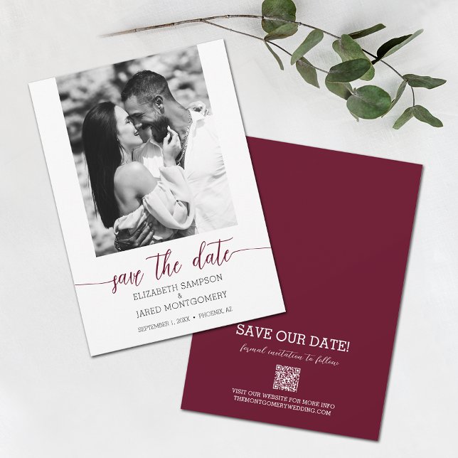 Photo Wedding Burgundy Save The Date (Creator Uploaded)