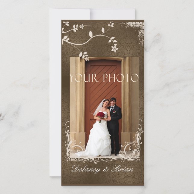Photo Wedding Card - Brown accents (Front)