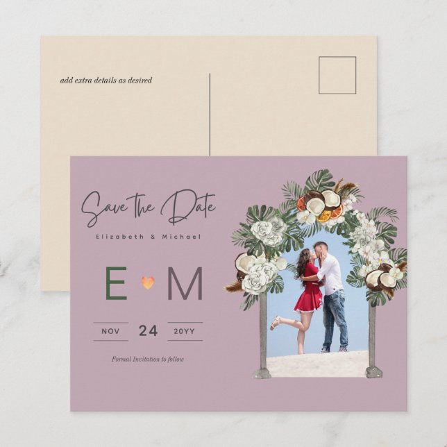 Photo Wedding Enregistrer la date Carte postale Fl (Devant / Derrière)
