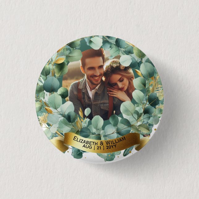 PHOTO Wedding Gift Newlyweds Anniversary Couples  1 Inch Round Button (Front)