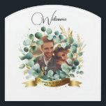 PHOTO Wedding Gift Newlyweds Anniversary Couples  Door Sign<br><div class="desc">Greenery,  Eucalyptus leaves themed photo gift,  event,  partyware item.</div>