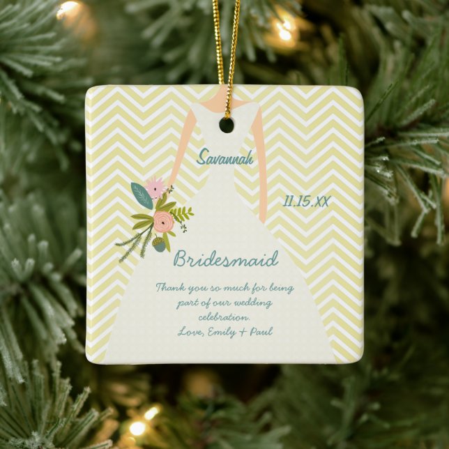 Photo Wedding Gown Bridesmaid Keepsake Gift Ceramic Ornament (Tree)