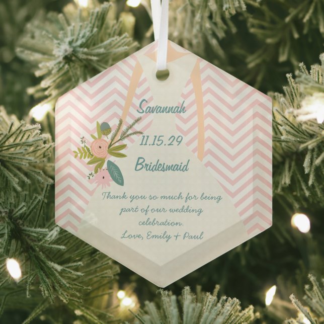 Photo Wedding Gown Bridesmaid Keepsake Gift Glass Ornament (Insitu)