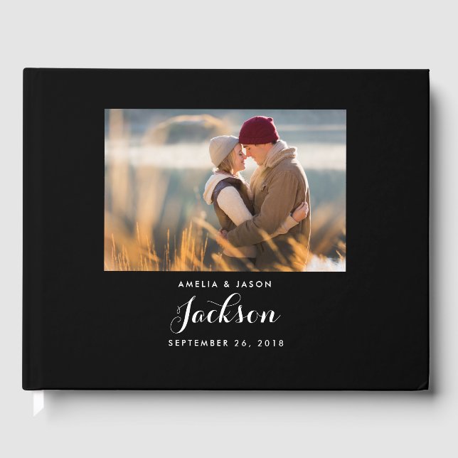 Photo Wedding Guest Book, Black and White Book (Front)