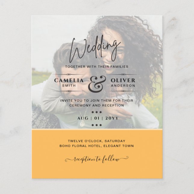 PHOTO WEDDING INVITATION Budget Overlay Text LeahG Flyer (Front)