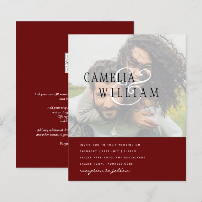 PHOTO Wedding Invitation Engagement Save the Date (Front/Back)