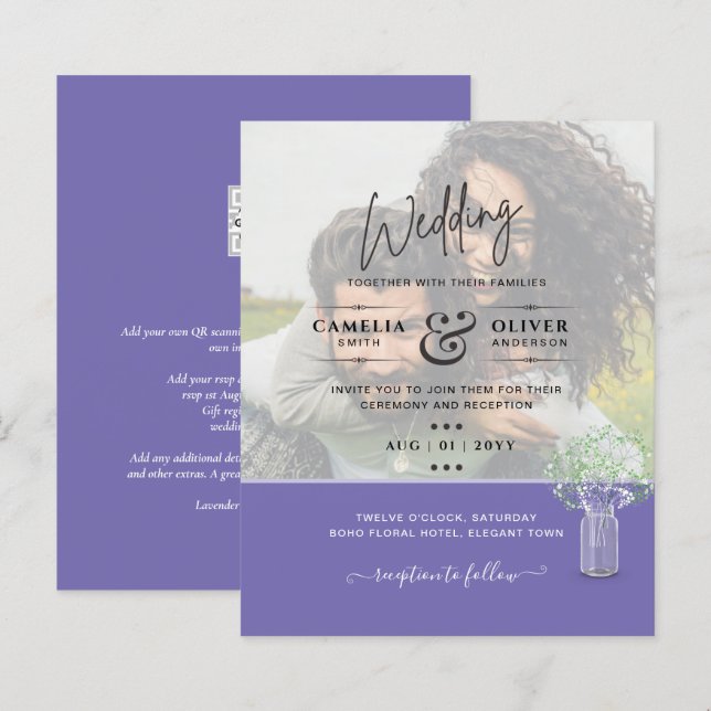 PHOTO Wedding Invitation Engagement Save the Date (Front/Back)