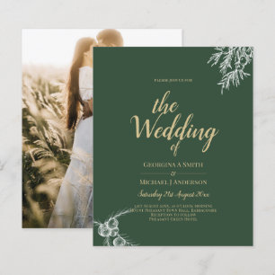Photo Wedding Invitation JUNIPER GREEN Modern