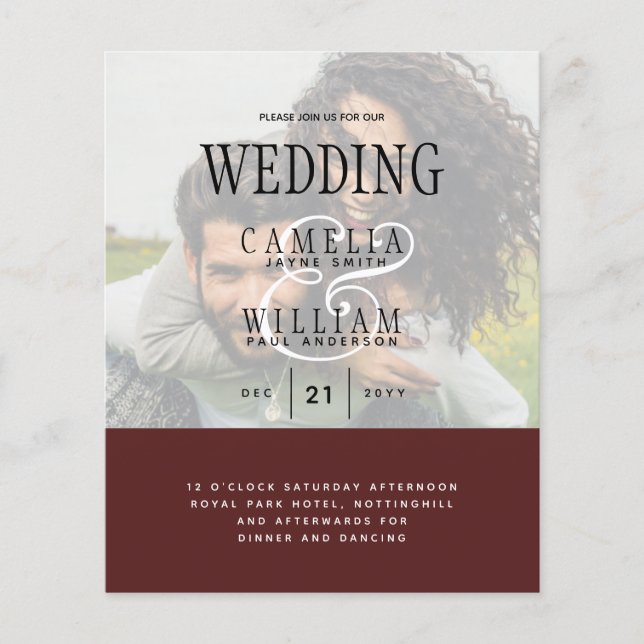 PHOTO WEDDING INVITATION Overlay Text LeahG BUDGET Flyer (Front)