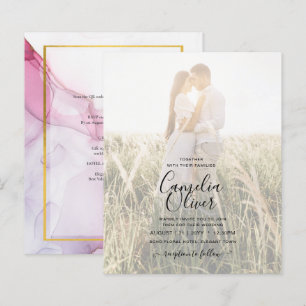 PHOTO WEDDING INVITATION Pink Purple INK LeahG