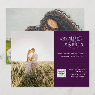 PHOTO WEDDING INVITATION Purple Berry